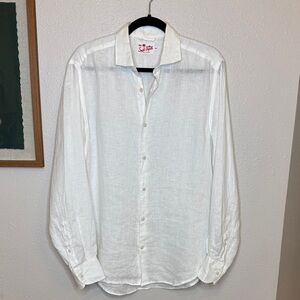 MC2 Saint Barth White 100% Linen Button Down Shirt Lightweight Summer Resort - M